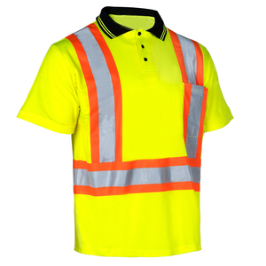 Camisetas de Trabajo de Manga Larga de Alta Visibilidad para Hombre, Uniformes de Trabajo de Seguridad con Tiras Reflectantes, Camiseta Polo de Secado Rápido para Construcción, Alta Visibilidad - Product Image 3