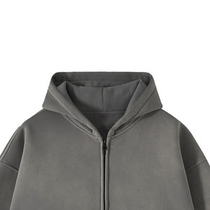 Streetwear coton épais AcidWash sweat à capuche zippé avec impression de logo personnalisé design surdimensionné OEM ODM prix de gros d'usine - Product Image 4