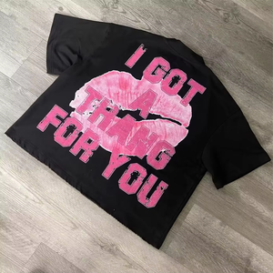 Chemises en coton lourd à épaules tombantes avec logo personnalisé OEM, style vintage, graphique surdimensionné, col rond délavé, tissage léger, col rond - Product Image 3