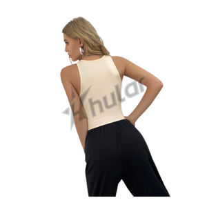 เสื้อกล้ามทรงครอปคอวีสำหรับผู้หญิงเสื้อถักแบบไม่สมมาตรเข้ารูป2025 - Product Image 4