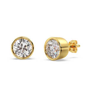 Pendientes de Diamantes con Engaste de Bisel de 2.00ct, Oro Amarillo de 18kt (G-H VS2-SI1) - Product Image 1