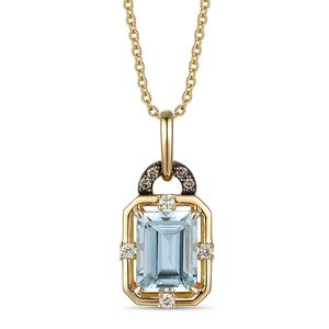 Elegante Collar de Cadena Cubana con Colgante de Diamante Azul Agua Cultivado en Laboratorio, Chapado en Oro Rosa de 16 Quilates, Estilo Hip Hop, Regalo para Mujer - Product Image 1