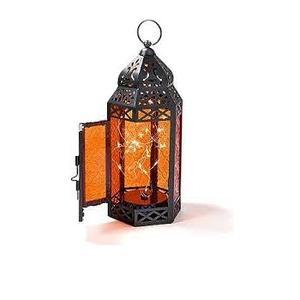 โคมไฟและขวดโหลเทียนทำจากโลหะแบบโบราณสำหรับตกแต่งห้องโรงแรมหรูของตกแต่งโต๊ะพร้อมเอฟเฟกต์ไฟฉาย - Product Image 4