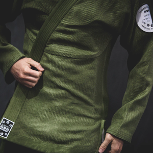 ชุดกิโมโน Jitsu Jitsu สีเขียวปักโลโก้และปักมุกทอชุดศิลปะการต่อสู้ - Product Image 3