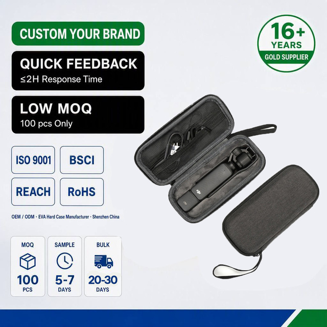 For DJI Pocket 3 EVA Storage Case with Zipper Closure Lightweight and Protective for Travel Casual Simple Style