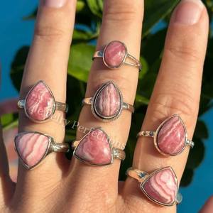 Bague en argent sterling 925 avec rhodochrosite véritable, tendance et très vendue, prix d'usine, bijoux pour femmes - Product Image 1