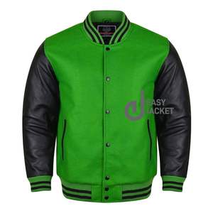 Vestes pour hommes respirantes OEM avec broderie en chenille et manches en cuir Vestes universitaires personnalisées à la mode - Product Image 1