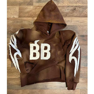 Vente en gros d'usine, sweat-shirts de haute qualité, personnalisés, 100% coton, polaire d'hiver, basiques athlétiques élégants, sweat-shirts pour hommes, effet usé - Product Image 5