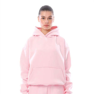 Chándal de lana de algodón personalizado para mujer, conjunto de gimnasio de dos piezas de gran tamaño con logotipo impreso para chándales deportivos de invierno - Product Image 3