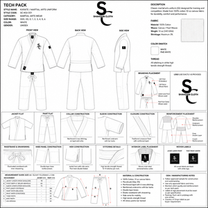Kimono de BJJ Shansa Don Blanco, 100% Algodón Elástico, Antibacteriano, Transpirable, Uniforme de Artes Marciales Unisex para Adultos, Corte Regular - Product Image 6