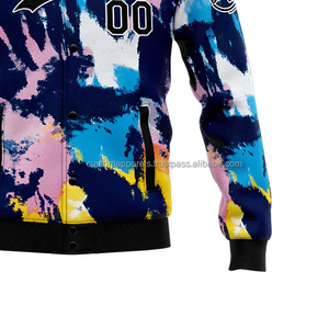 Exclusiva chaqueta Varsity personalizada de lana y cuero, diseño de gama alta con decoración de bordado de cuello alto, parte delantera de la Logo-MCACVJ-221 - Product Image 6