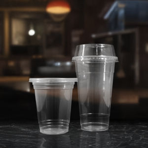Vasos de plástico desechables de una sola pared 95mm 16oz 24oz con tapas lisas directamente Vietnam para té de burbujas Boba Coffee Smoothies Jugos - Product Image 1
