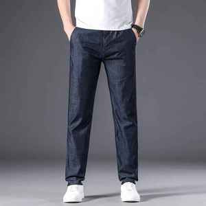 Nuevos pantalones vaqueros finos de verano para hombre, pantalones vaqueros elásticos rectos de negocios, pantalones vaqueros para hombre, ropa negra y azul, pantalones superiores - Product Image 5