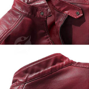 Chaquetas de cuero vaquero con soporte personalizable para hombre Forro acolchado Cremallera frontal Bolsillos Cierre de cierre de cremallera de cuero genuino - Product Image 4