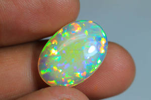 Opale en nid d'abeille éthiopien naturel pierre précieuse forme ovale pierre jeu de couleur galaxie opale cabochon opale polie lisse - Product Image 2