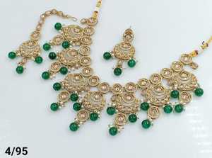 Conjunto de joyería chapada en oro Kundan de forma ovalada tradicional india y conjunto de collar de Gargantilla para mujer y Niña Accesorios indios joyería para mujer - Product Image 3