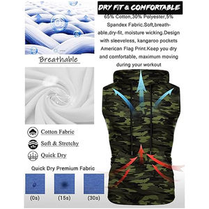 <b>Men's</b> High Quality 100% Cotton No Sleeve <b>Hoodie</b> Quick Dry Casual Wear with Fashionable Embroidery Breathable Best Price - Product Image 4