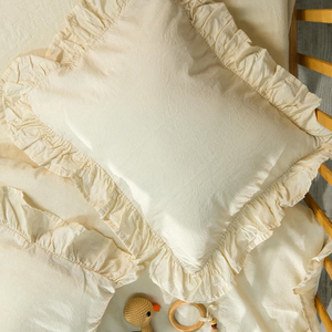 100% coton bébé ensemble de literie garçon fille pépinière berceau Vintage Festival à volants solide Beige ferme Chic tissé à la main - Product Image 6