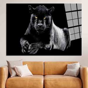 Art sur toile Panthère Noire : Impression décorative murale style ferme moderne, ART SUR VERRE TÉRMÉRISÉ - Product Image 1