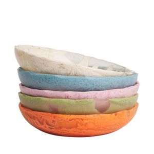 Juego creativo de vajilla de resina de alta calidad de lujo, cuencos de ensalada con patrón de remolino multicolor pulido para servir Pasta en bodas - Product Image 3