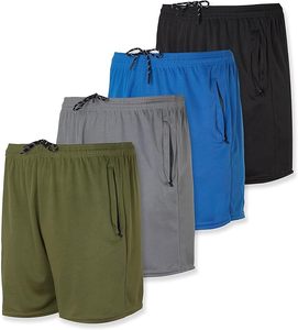 Pantalones cortos de gimnasio de entrenamiento atlético de verano de 5 pulgadas para hombre, chándales hasta la rodilla con estampado de malla de secado rápido y bolsillos con cremallera - Product Image 1