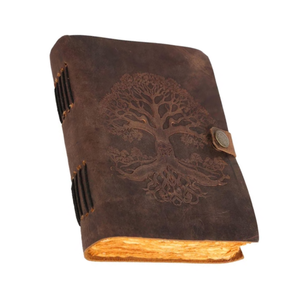 Vintage Embossed Leather Journal, Tree of Life Coptic Bound Notebook, Antique Paper Diary with <b>Magnetic</b> <b>Lock</b> - Product Image 1