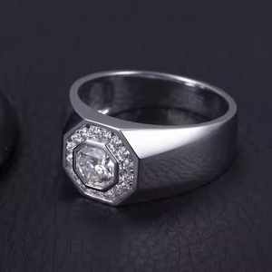 Anillo de bodas de oro blanco de 14K para hombre, joyería Vintage elegante y lujosa de alta calidad con diamante de moissanita de corte hexagonal a la moda - Product Image 2