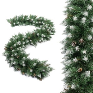 Guirnalda artificial de Navidad 2025, Diamante de PVC de 2,7 m con conos naturales, nueva colección navideña - Product Image 1