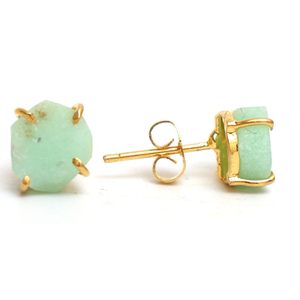 ต่างหูคริสโซเพรสดิบขนาด8-10มม. 925ช่างทำจากเงินสเตอร์ลิงกำเนิดอัญมณีชุบทองคลาสสิกสำหรับเป็นของขวัญ - Product Image 1