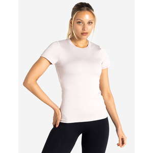 Camiseta elástica de longitud completa transpirable gris claro para mujer, camiseta de manga corta con cuello redondo de diseñador y camiseta de entrenamiento para gimnasio y Yoga - Product Image 1