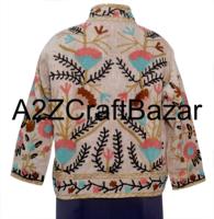 Blouson Bomber Femme Tricoté Main en Coton Suzani Brodé à Volants et Fronces Style Ethnique Bohème Vintage du Fabricant