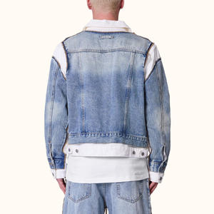 Nouveau design enduit support Multi poches à capuche lâche Denim vestes hommes fermeture à glissière Vintage mode rue vêtements d'extérieur à la mode - Product Image 5