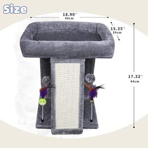 Árbol para Gatos Moderno, Grande y Lujoso, con Poste Rascador para Gatos de Interior, Centro de Actividades de 1 Nivel, Tabla Rascadora, Juguetes con Bolas, Color Gris - Product Image 2