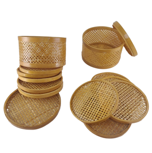 ชุดเครื่องใช้บนโต๊ะอาหารแผ่นรองถ้วยชาชุดเครื่องใช้บนโต๊ะอาหารดีไซน์แท้ทำจากไม้ไผ่ทรงกลม - Product Image 2