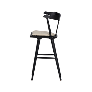 Silla de Bar Moderna Tapizada en Madera de Teca Sólida con Respaldo Curvo para Uso en Bares y Restaurantes - Product Image 5