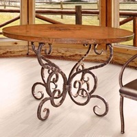 Table d'appoint moderne en fer forgé artisanal avec plateau en bois, idéale pour balcon artistique extérieur et espace de vie intérieur coloré