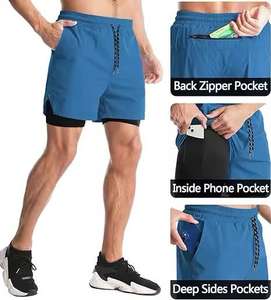 Short de bain léger et respirant pour hommes | Séchage rapide 100% coton avec cordon de serrage confortable vêtements de plage d'été - Product Image 2