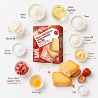 Prix de gros, emballage en boîte, biscuits sandwich fourrés à la crème de fruits congelés 130g, saveur fraise, biscuits exotiques sucrés