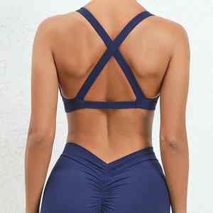 New Arrivals Custom Logo Lightweight High <b>for</b> Impact Yoga <b>Sports</b> <b>Bra</b> <b>for</b> Women Cross Back with Front Logo Position - Product Image 3