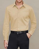 Faible MOQ Vente en gros Chemises classiques pour hommes à poignets mousquetaires, manches longues, 100% Coton, pour tenue professionnelle, coupe standard, écologiques, teintes unies