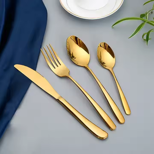 High Selling <b>Cutlery</b> Sets Luxury 5-Piece Stainless Steel Set <b>Black</b> & <b>Gold</b> Flatware Premium Metal Tableware <b>Cutlery</b> Set Gift Box - Product Image 5