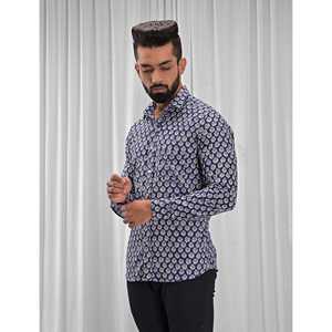 Chemise pour homme, 100% coton, imprimée avec des motifs floraux à pois, décontractée, manches longues, options de tissu popeline Oxford, fabrication ODM/OEM - Product Image 4