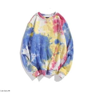 Venta al por mayor de moda de cuello redondo pulóver sudaderas personalizadas Tie Dye French Terry sudadera de gran tamaño para hombres - Product Image 5
