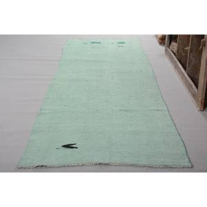 Alfombra de lana turca vintage, diseño de retazos verde rectangular clásico moderno de 32x11 pies para sala de estar, pasillo, pila de felpa, látex de altura - Product Image 3