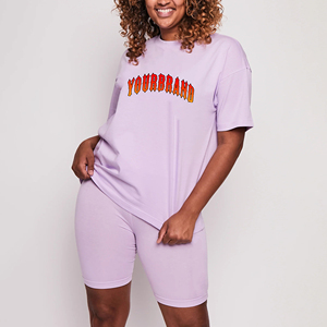 Ensemble short personnalisé pour femmes Chemise coupe ample avec short de motard pour femmes Ensemble d'été surdimensionné Ensemble deux pièces décontracté pour femmes vente en gros - Product Image 6