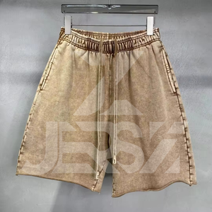 Shorts d'été décontractés pour hommes en toile 100% coton, style streetwear, avec cordon de serrage, respirants, déchirés et troués, couleur unie - Product Image 3