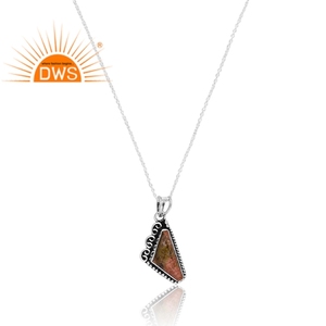 Collar con colgante de piedras preciosas Unakite Natural de plata esterlina oxidada más vendido, fabricante de joyería personalizada - Product Image 2