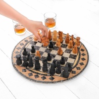 Élégant jeu d'échecs en marbre fait main, écologique, durable, décoratif, ArtisRaw, modèle unisexe Cg008