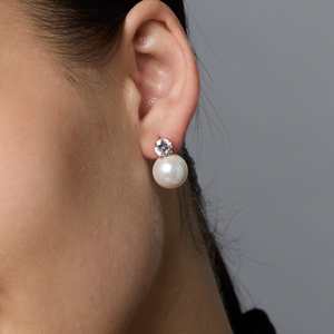 92.5 <b>Silver</b> <b>Stud</b> <b>Earrings</b> Ball Shape for Wedding-188338 - Product Image 3