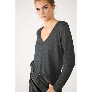 Camiseta de Manga Larga con Cuello en V, Brillante, Casual, Corte Regular, 100% Poliéster - Product Image 3